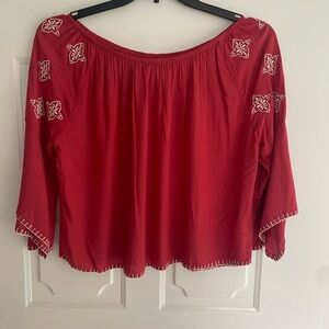 Ariat Kristine Top Brandy Apple Size Small Embroidered Western Flare Sleeve Boho